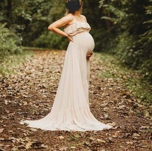 Silk Fairies Creations Paisley Beige maternity gown with slip small medium